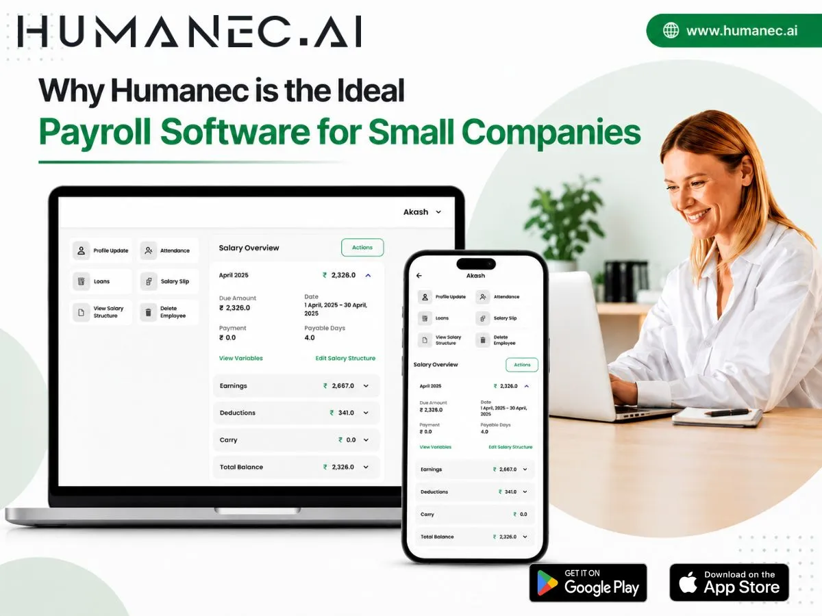 Humanec payroll software for small companies with automated payroll, attendance, and compliance management
